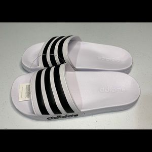 Adidas White Adilette Shower Slides Slippers NWT